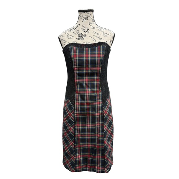 Tristan Dresses & Skirts - Tristan Strapless Plaid Dress with Lace Detail